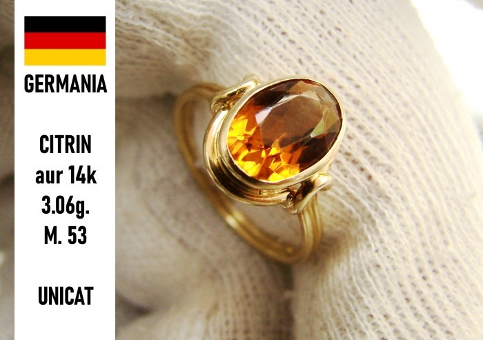 Inel aur evreiesc 18k cu citrin natural unicat