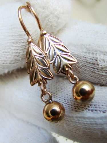 Cercei aur retro 14k rusia rusesti aur rusesc unicat