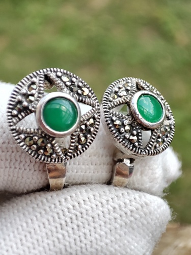 925 -Set Argint  cu Aventurin verde rolex  ds260