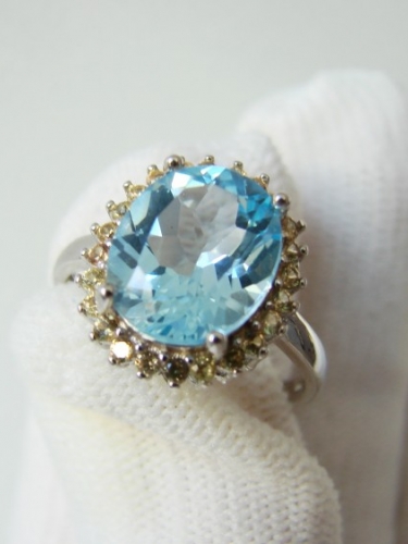 925 INEL ARGINT CU TOPAZ SI SAFIR MASURA 15(42)