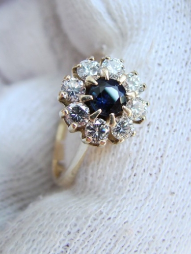 Inel Aur 14K de logodna Royal Cu Safir Si Diamante