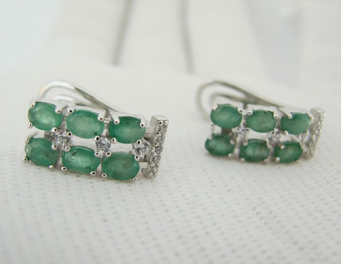 925  CERCEI ARGINT CU SMARALD X 2 (37)