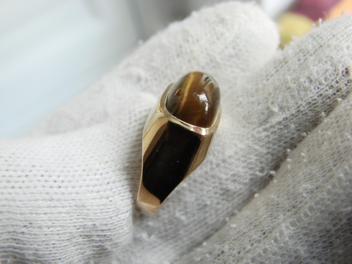 Inel aur 14k cu ochi de tigru