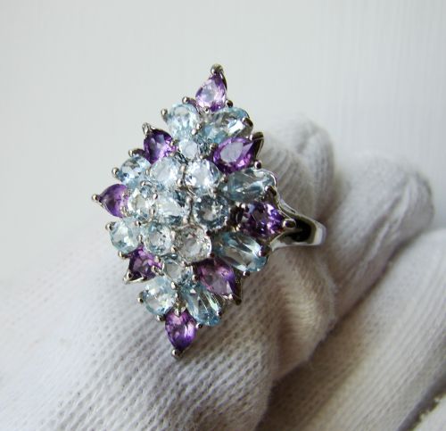 925 Inel Argint Masura 15 Cu Topaz si Ametist (43)