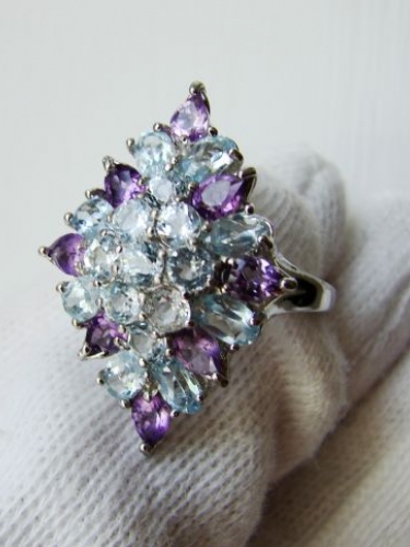 925 Inel Argint Masura 15 Cu Topaz si Ametist (43)