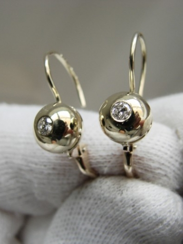 Cercei aur 14k button cu diamante
