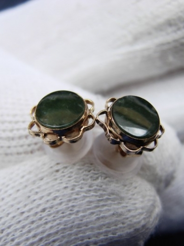 Cercei aur 14k nephrit jade