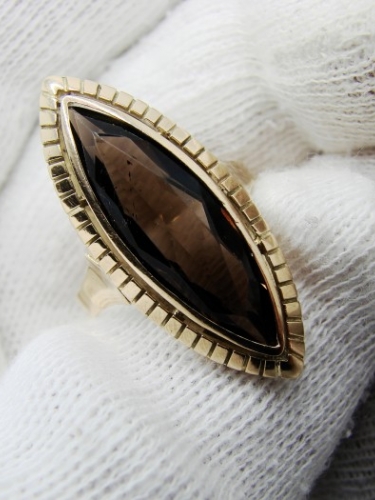 Inel aur 14k cu quartz fumuriu cuart