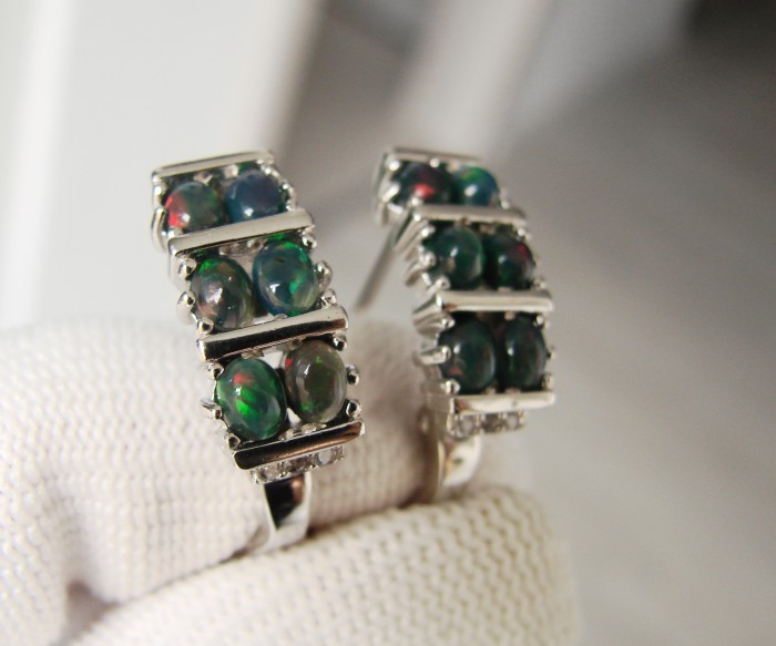 925 CERCEI ARGINT CU OPAL