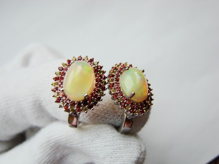 925 CERCEI ARGINT CU OPAL SI SAFIR(43)