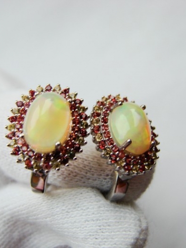 925 CERCEI ARGINT CU OPAL SI SAFIR(43)