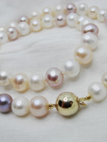 Colier aur 14k lantisor perle naturale multicolor certificat
