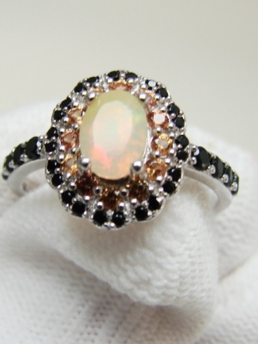 925 Inel argint  cu opal si safir masura 17(45)