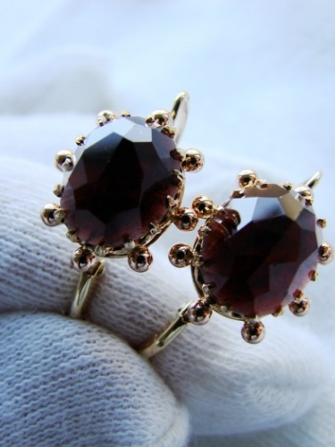 Cercei aur 14k cu granat natural