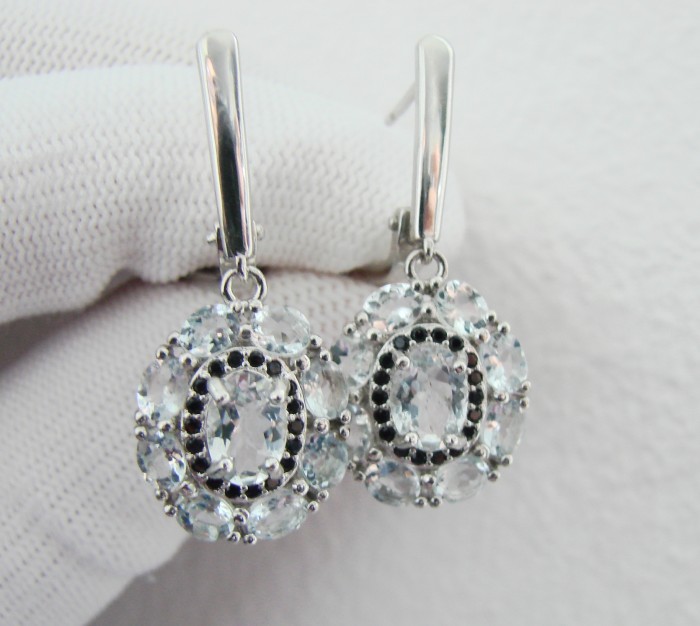 925 CERCEI ARGINT CU AQUAMARIN SI SPINEL (43)