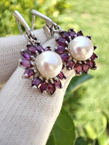 925 CERCEI CU PERLA SI GRANAT (47)