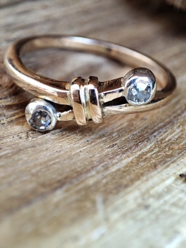 Inel aur galben 14k cu diamante old euro cut