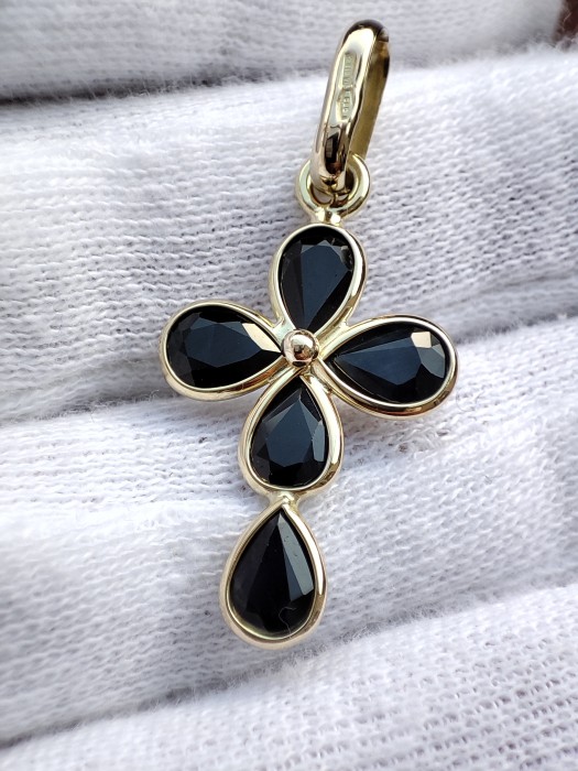 Cruciulita cruce aur 14k cu safire safir