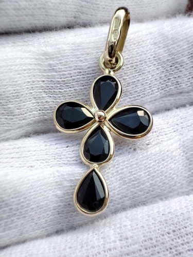 Cruciulita cruce aur 14k cu safire safir