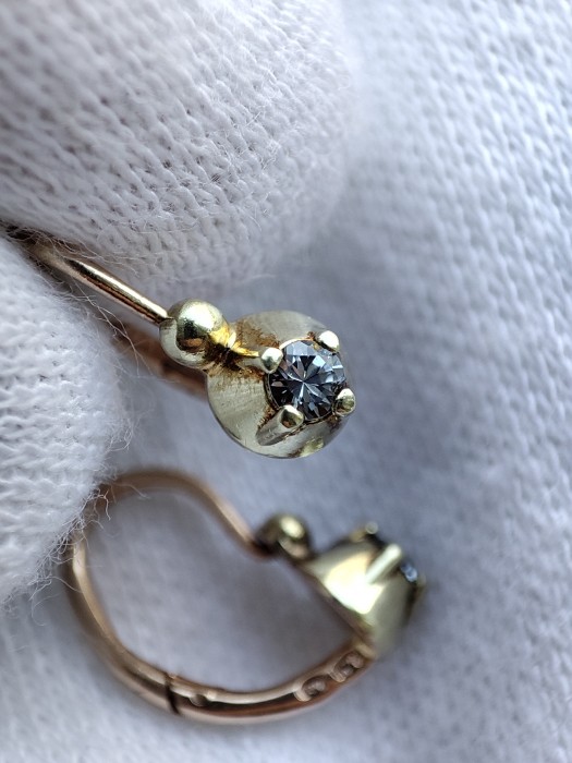 Cercei aur retro 14k copii fetite cu topaz unicat