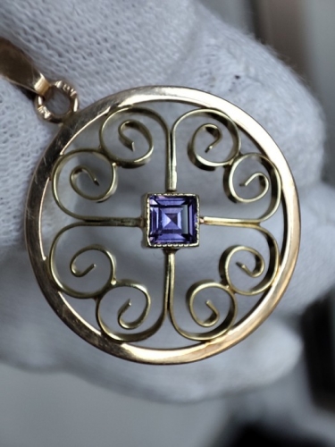 Pandantiv aur 14k cu alexandrit alexandrite unicat