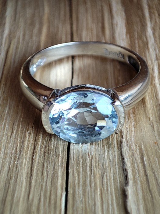 Designer Inel Aur Alb 14K Cu Aqvamarin Natural Acvamarin