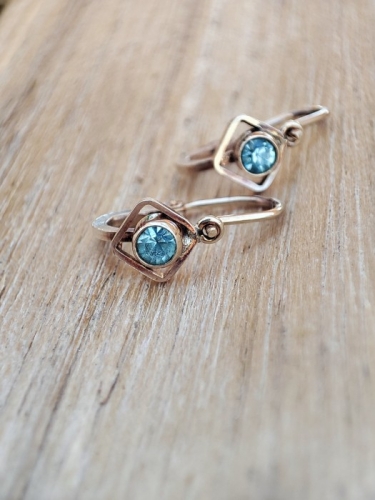 Cercei aur 14k copii bebe fetite cristal de stanca paraiba