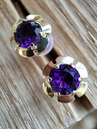 Cercei aur 14k cu Ametist Amethyst floral Unicat