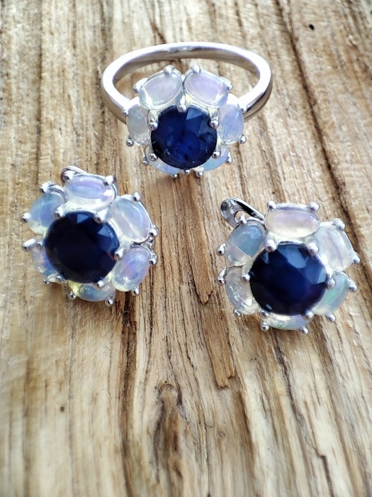 925 CERCEI ARGINT CU SAFIR SI OPAL (45)