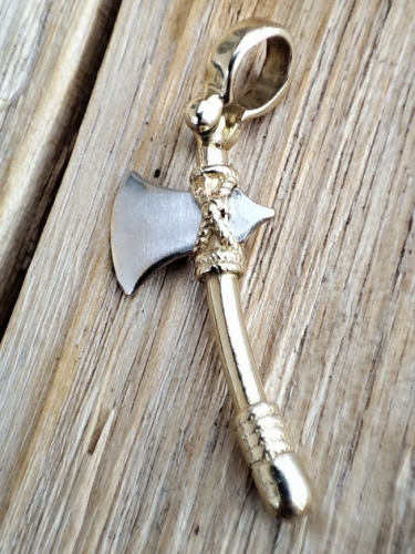 Pandantiv aur 14k secure topor unicat cadou padurar