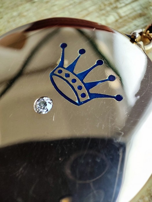 Pandantiv aur 14k Sfanta Maria si pruncul Isus cu email si diamant poza dubla