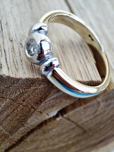 Inel Aur 14K Cu Diamant Brilliant diamante Tip Button