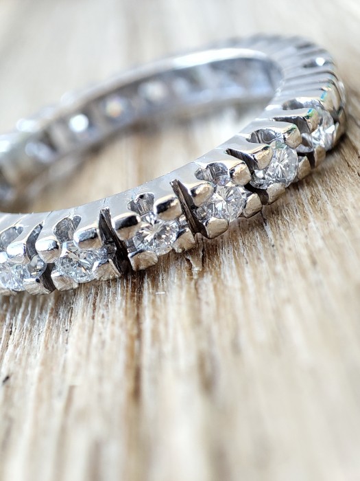 Inel aur 18k full eternity memory cu diamante brilliante 0.80ct. certificat