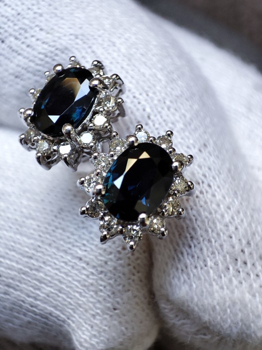 Cercei Aur 14K Royal Cu Safire Si Diamante casa regala Princess Diana