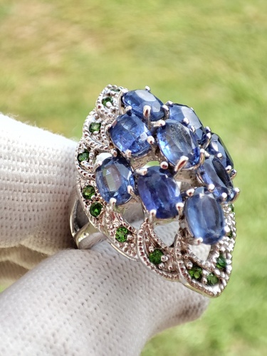 925 inel argint cu diopside si chianite kianit  masura 14 (45)