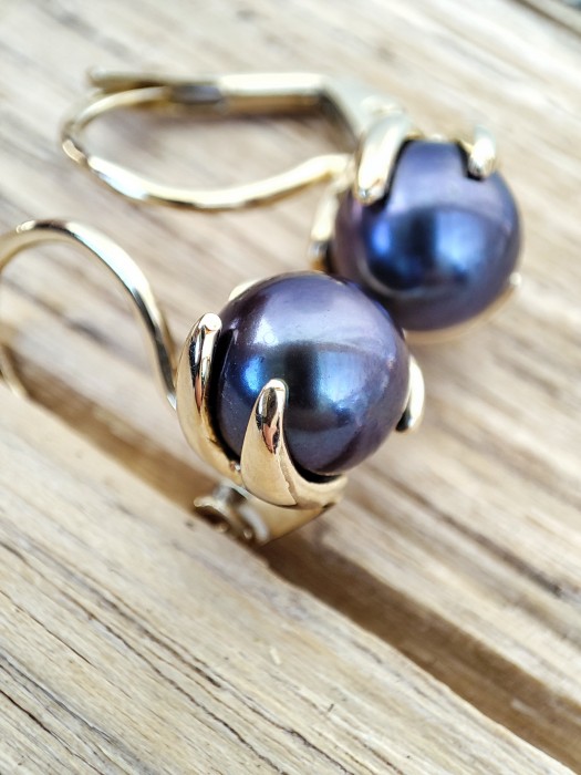 Cercei aur 14k perle naturale tahiti