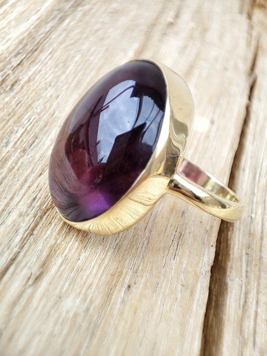 Inel Aur 18K Cu Ametist Amethyst Cabochon unicat