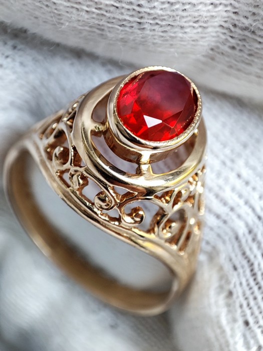 Inel Aur 14K 583 rubelit Rusia Rusesc Inele Aur Rusesti