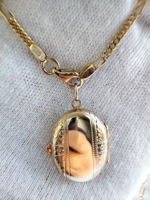 Pandantiv aur 14k retro pentru poza dubla unicat