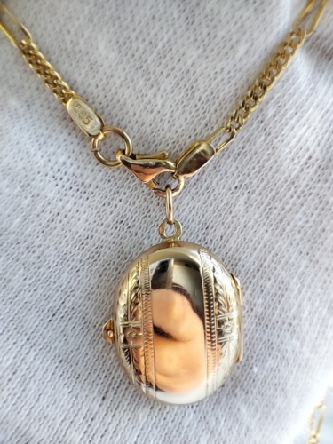 Pandantiv aur 14k retro pentru poza dubla unicat