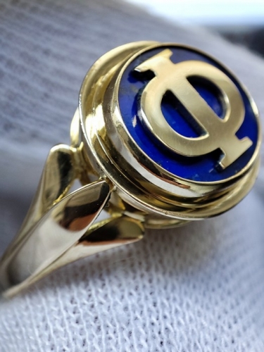Inel aur 18k simbol PHI Φ cu Lapis Lazuli Unicat