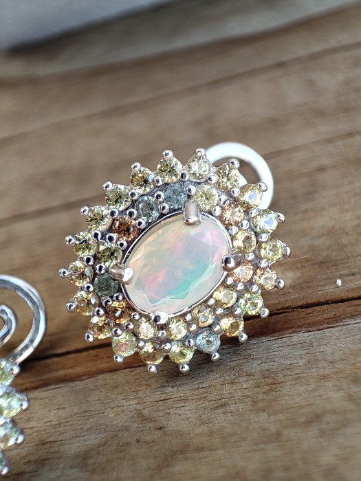 925 CERCEI ARGINT CU OPAL SI SAFIR (45)