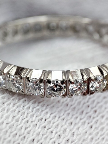 Inel aur alb 18k full eternity memory cu diamante brilliante certificat