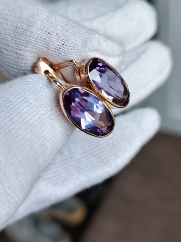 Cercei aur 14k 583 rusia rusesti cu alexandrite alexandrit