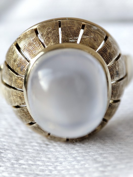 Inel aur 14k evreiesc cu piatra lunii unicat