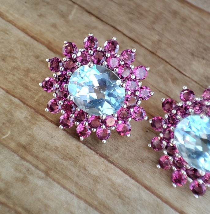 925 CERCEI ARGINT CU TOPAZ SI GRANAT (60)