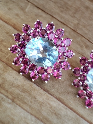 925 CERCEI ARGINT CU TOPAZ SI GRANAT (60)