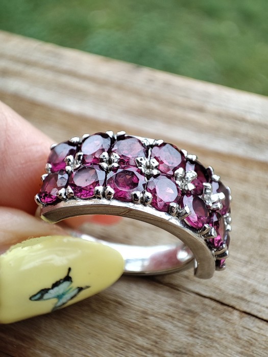 925 Inel Argint Cu Granat Rodolit Masura 16.5