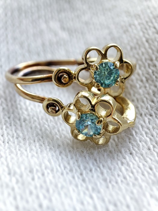 Cercei aur 14k cristal de stanca copii bebe noi nascuti