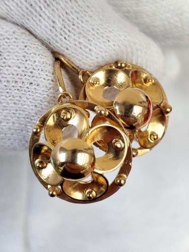 Cercei Aur 14K Romanesti traditionali Floral Romania